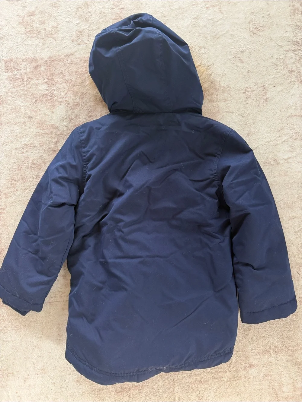 The Children's Place Navy Hooded Puffer Coat with Faux Fur Trim
